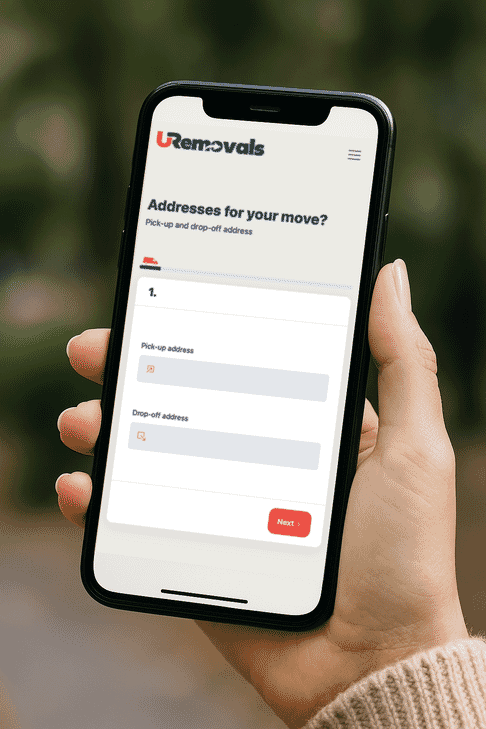 URemovals man and van booking on mobile